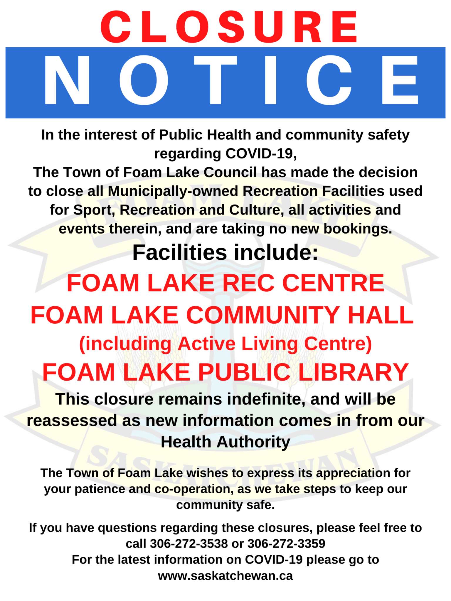 Recreation & Leisure Town of Foam Lake
